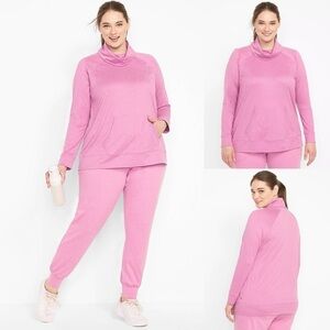 LIVI Womens Plus Vibrant Orchid Soft Cowl Neck Long Sleeve Active Top Size 22/24